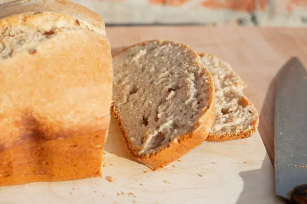 Sliced Pieces Freshly Baked Homemade Bread Making Baked Goods Home — Stock Photo, Image