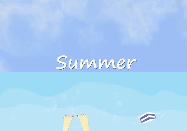 Summer Masks Blue Skyline Ocean — Stock Photo, Image