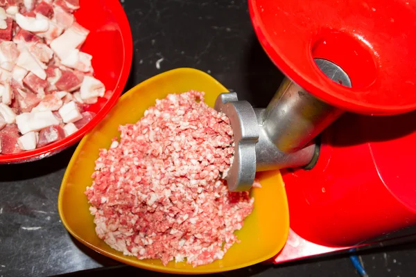 Minced meat grinder in the kitchen — Stock Photo, Image