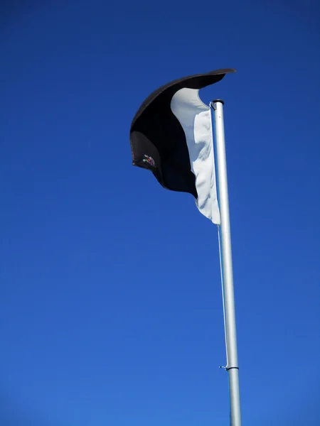 White and black flag flying d — Stock Photo, Image