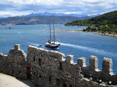 Portovenere u çevresinde şeridinin Üstten Görünüm