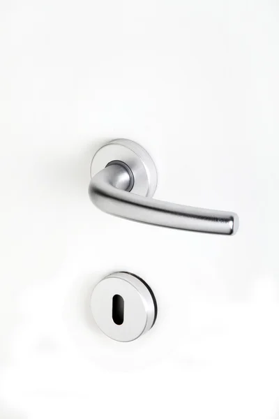 Aluminum handle with lock on white — Stock Photo, Image