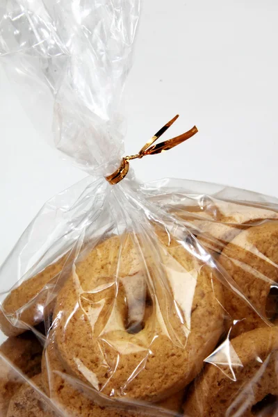 Close-up cookies in cellophane bag — Stock Photo, Image