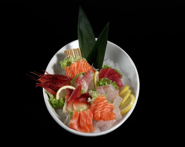 Placa redonda de sushi e sashimi — Fotografia de Stock