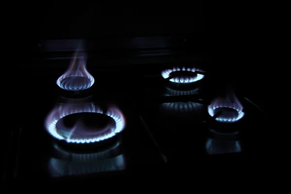 Vier vlam een gas stovel c — Stockfoto