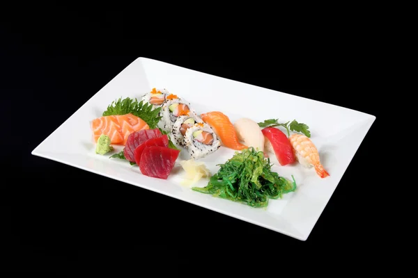 Sushi and sashimi with vegetable — Stock Photo, Image
