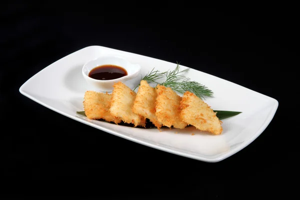 Breaded squid in white plate — Stock Photo, Image