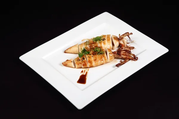 Grilled squid with decoration — Stock Photo, Image