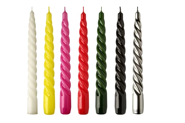 Group 7 twisted colored candles — Stock Photo, Image