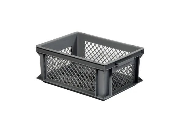Plastic crate grey g — Stock Photo, Image