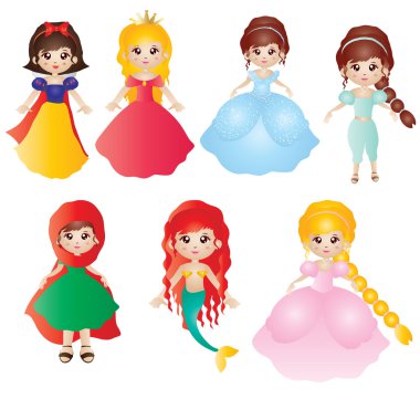 Peri masalı Prenses beyaz arka plan üzerinde ayarla