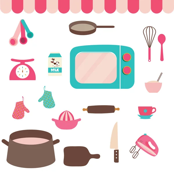 Equipos de cocina retro — Vector de stock