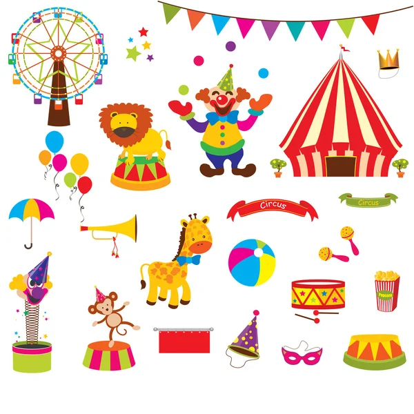 Set di Cute Circus — Vettoriale Stock