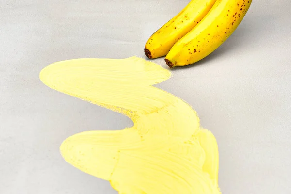 Banana Paint Instead Brush Yellow Drawing — Stock Photo, Image