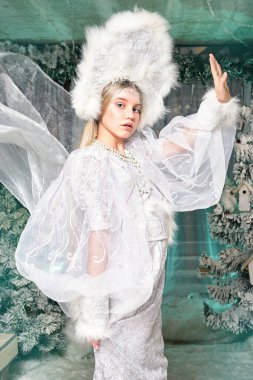 Tatlı kız Kar Kraliçesi 'nin peri masalı portresi