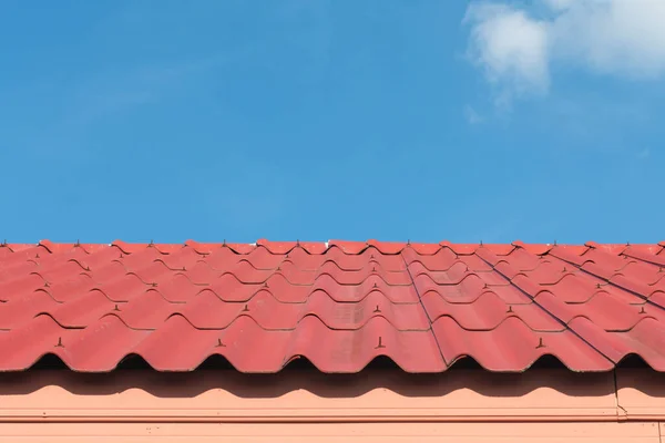 Architectural detail of metal roofing on commercial construction