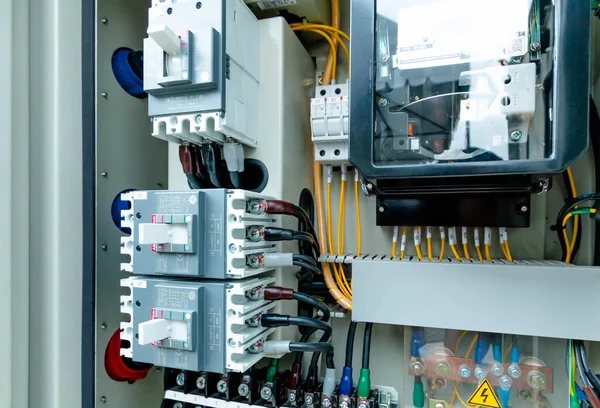 Electric Control Panel Enclosure Power Distribution Electricity Uninterrupted Electrical Voltage — Stock Photo, Image