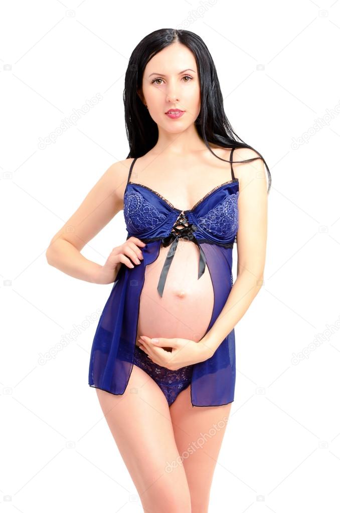Sexy Pregnant Woman In Lingerie. Stock Photo, Picture and Royalty