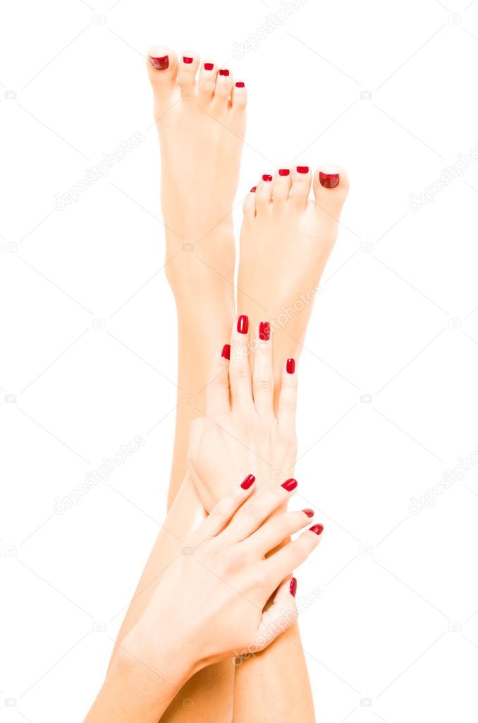Well-groomed female feet and hands
