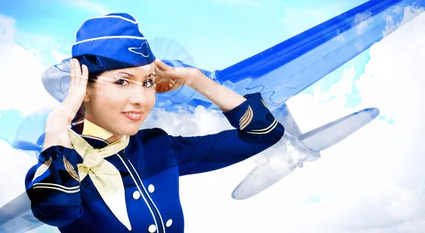 Beautiful smiling stewardess — Stock Photo, Image