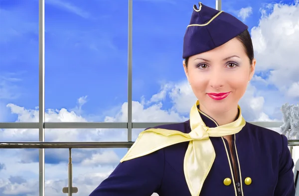 Portrait of stewardess at the airport — Stock Photo, Image