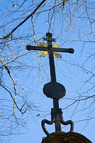 Cross i skogen — Stockfoto