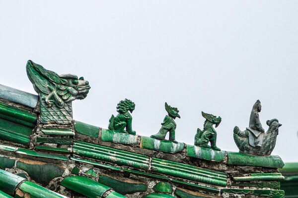 China, the Wudang monastery, figures on the roof