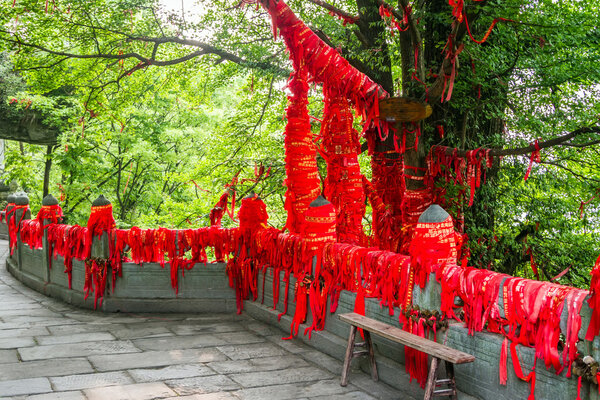China, the Wudang monastery, desires ribbons