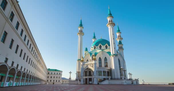 Kul Sharif Τζαμί Και Kazan Κρεμλίνο Πρωί Ανατολή Καθαρό Ουρανό — Αρχείο Βίντεο