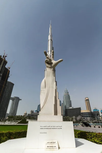 Dubai Sae 2020 Mrakodrap Burj Khalifa Dubai Downtown Socha Tří — Stock fotografie