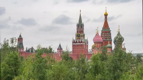 Kremlin Zaryadye Park Moscow Russia Timelapse — Stock Video