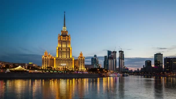 Moskou Rusland Radisson Collection Hotel Hotel Oekraïne Een Van Zeven — Stockvideo