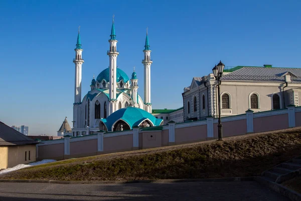Meczet Kul Sharif Kreml Kazan Wschodzie Słońca Czystym Niebem Rosja — Zdjęcie stockowe