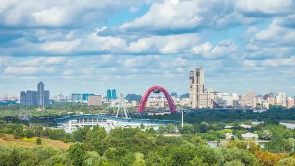 Moszkva Városképe Zhivopisniy Híd Nyáron Időeltolódás Hegyről — Stock videók