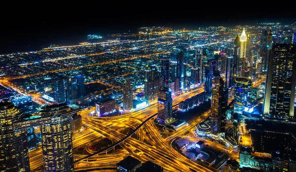 Dubai Vae 2020 Dubai Downtown Und Straßenampeln Der Nacht — Stockfoto