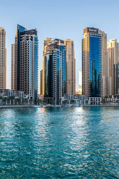 Dubai Eau 2020 Dubai Marina Bay Pôr Sol — Fotografia de Stock