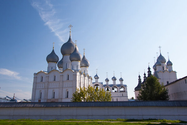 The Kremlin in the city of Rostov Veliky, a fortification and a cathedral of the Dormition of the Theotokos
