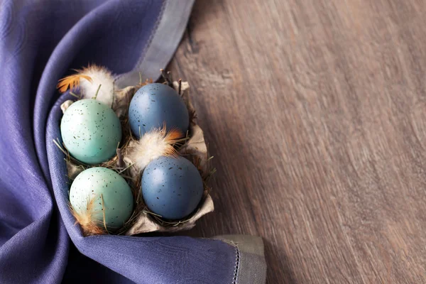 Easter eggs on wooden background — Stock Photo, Image