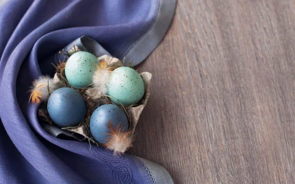 Easter eggs on wooden background — Stock Photo, Image