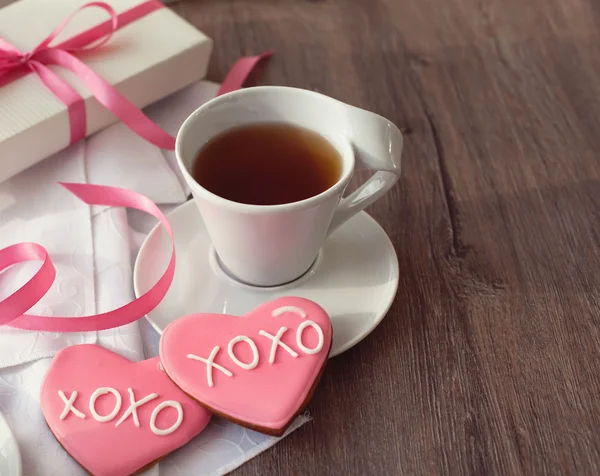 ジンジャーブレッド クッキー バレンタインの日の装飾 — ストック写真