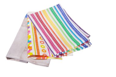 Beyaz ahşap zemin üzerinde mutfak havlular