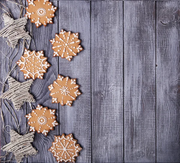 Decoração de Natal e flocos de neve de gengibre — Fotografia de Stock