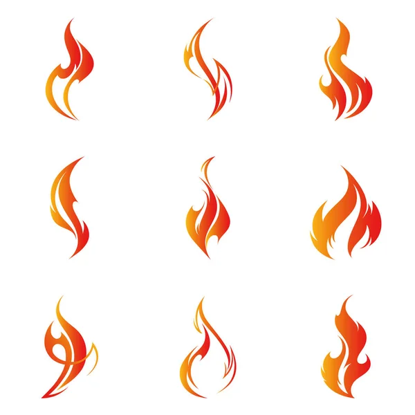 Fire Flames Set Illustration Element Design — Stock Vector