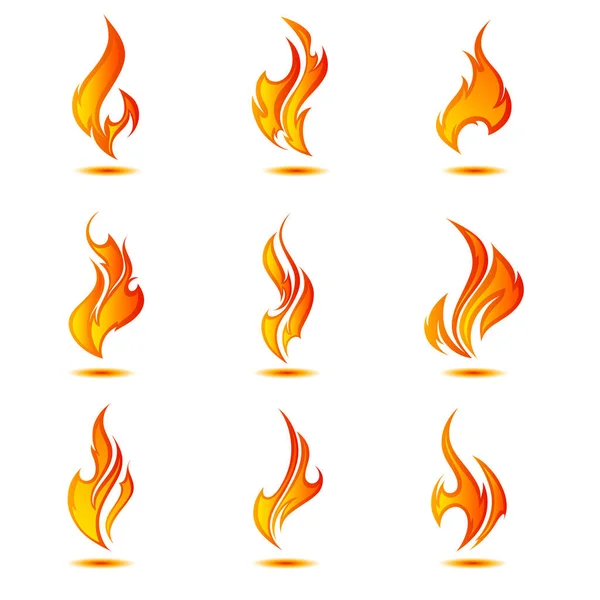 Fire Flame Set Vector Illustration Element Design — Stock Vector