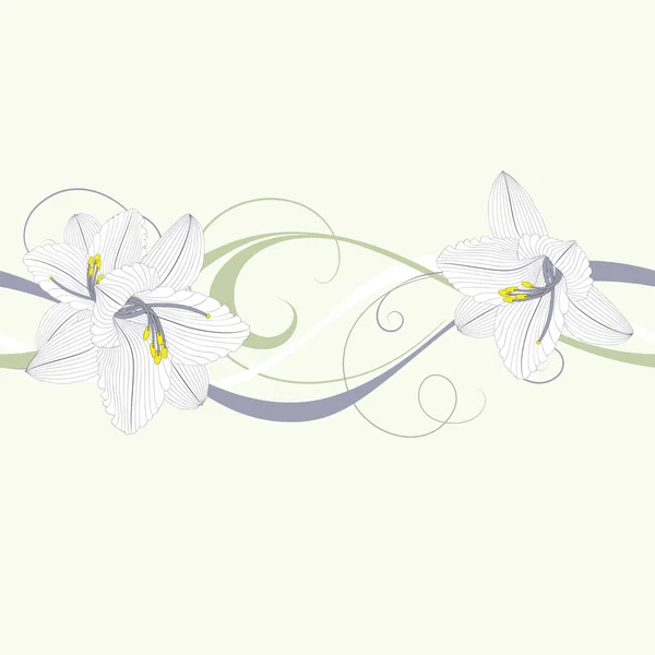 Fondo Floral Dibujo Mano Sin Costuras Con Lirio Flores Ilustración — Vector de stock