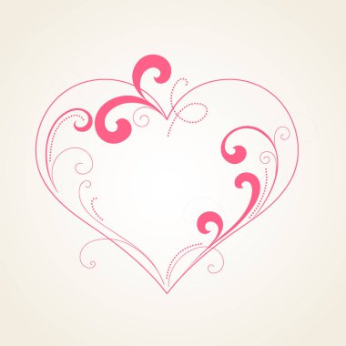 Soyut çiçekli kalp. Tasarım elementi.