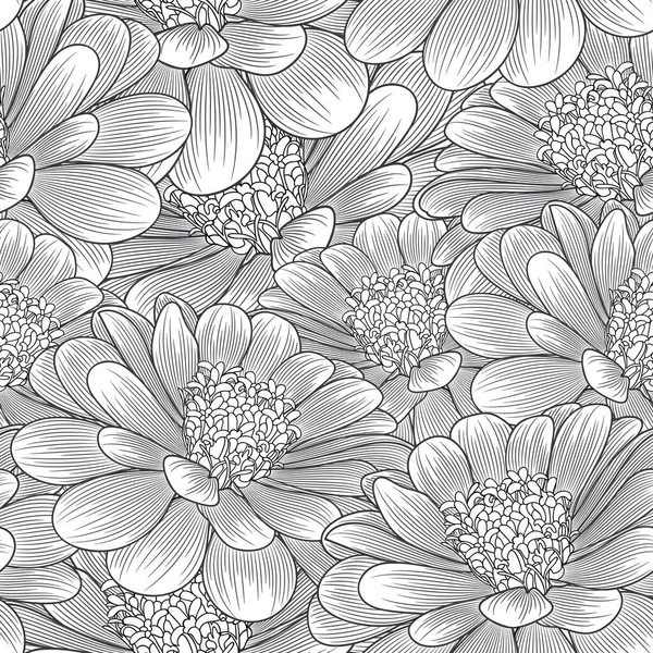 Nahtlose Handzeichnung Floralen Hintergrund Mit Blume Kamille Vektorillustration — Stockvektor