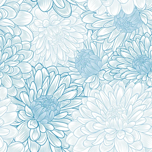 Nahtlose Hand Zeichnung Floralen Hintergrund Mit Blumen Chrysanthemen — Stockvektor