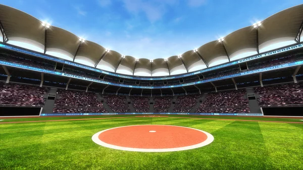 Baseballový stadion hřiště s modrou oblohou — Stock fotografie