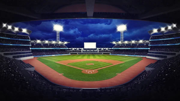 Estádio de beisebol sob vista para o telhado com ventiladores — Fotografia de Stock